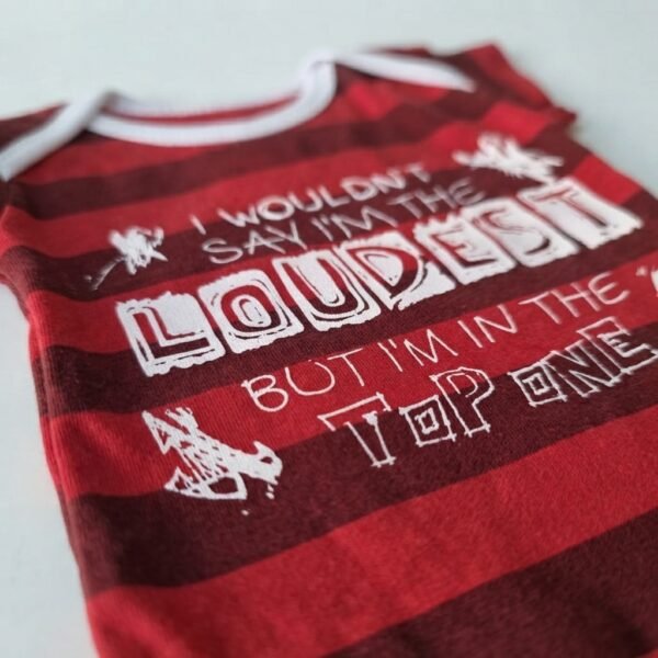 Funny Red Striped Baby Romper | "I Wouldn't Say I'm The Loudest" Cotton Bodysuit for Newborns & Infants