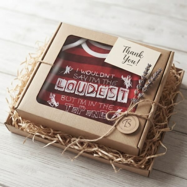 Funny Red Striped Baby Romper | "I Wouldn't Say I'm The Loudest" Cotton Bodysuit for Newborns & Infants