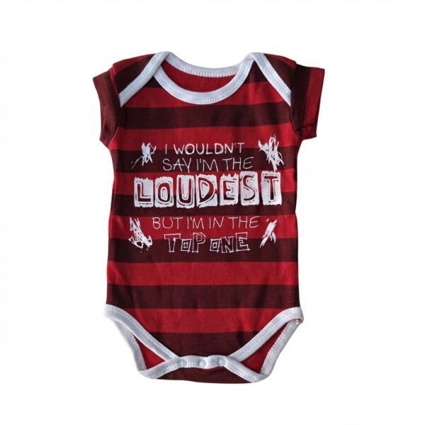 Funny Red Striped Baby Romper | "I Wouldn't Say I'm The Loudest" Cotton Bodysuit for Newborns & Infants