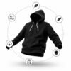 Unisex Black Full Zip Hoodie – Premium Cotton Fleece Sweatshirt with Kangaroo Pocket