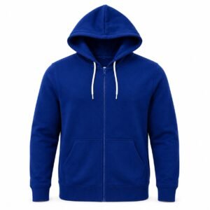 Unisex Royal Blue Full Zip Hoodie – Premium Cotton Fleece Hooded Sweatshirt with Kangaroo Pocket