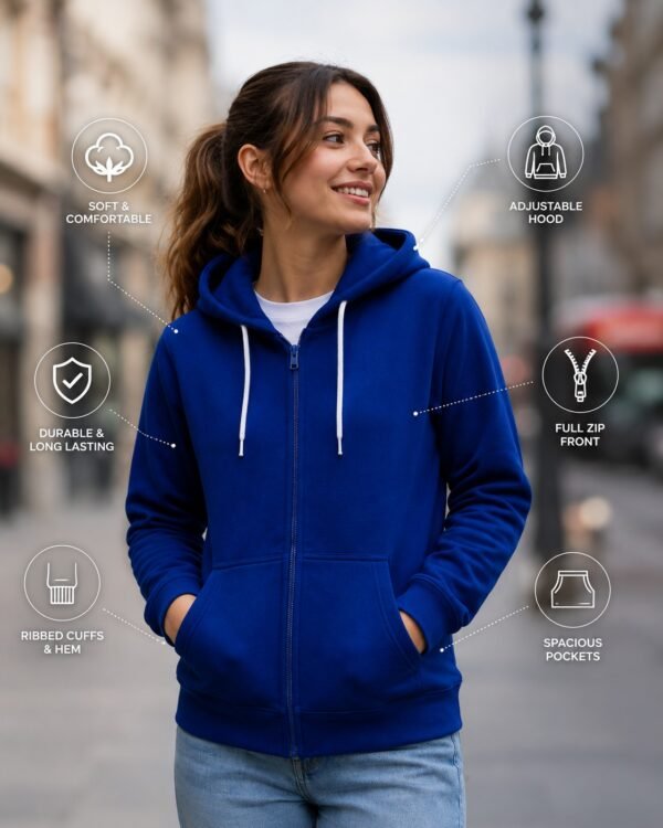WhatsApp Image 2026-08-04 at 10.52.56 PM Unisex Royal Blue Full Zip Hoodie – Premium Cotton Fleece Hooded Sweatshirt with Kangaroo Pocket