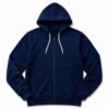 Unisex Navy Blue Full Zip Hoodie – Soft Cotton Fleece Sweatshirt with Hood & Kangaroo Pocket