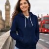 Unisex Navy Blue Full Zip Hoodie – Soft Cotton Fleece Sweatshirt with Hood & Kangaroo Pocket