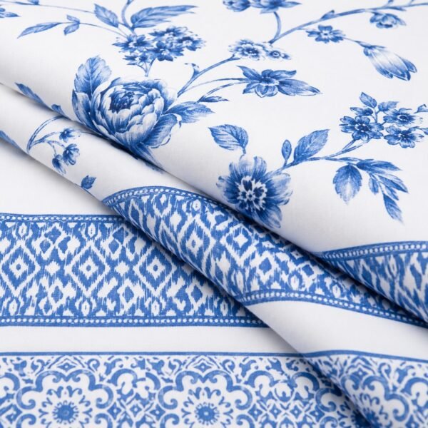 Elegant Blue & White Floral Cotton Bedspread Set | Classic Chinoiserie Quilting