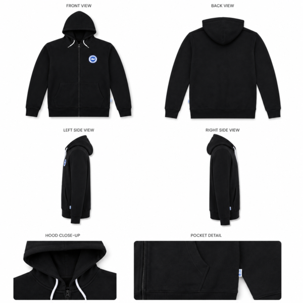 Premium Light Blue Full Zip Hoodie for Men & Women | Soft Cotton Blend Casual Hoodie with Hood & Zipper