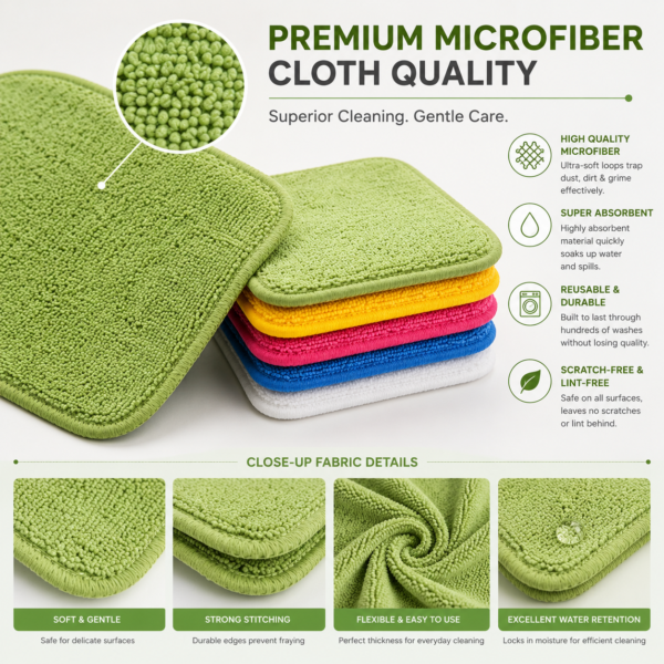 12 Pieces Reusable Microfiber Baby Wipes | Ultra Soft Multi-Color Cleaning Cloths | Highly Absorbent, Lint-Free & Washable | Gentle for Baby Care, Face, Kitchen & Household Cleaning